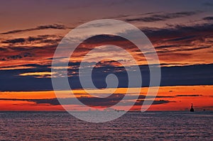 Idyllic sunset on the Baltic Sea horizon