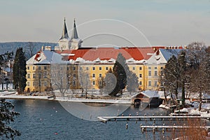 Idyllic Tegernsee castle in winter