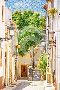 Idyllic town street in Oropesa del Mar, Castellon, Spain