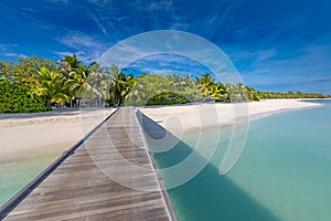 Idyllic tropical beach landscape for background or wallpaper. Design of tourism for summer vacation holiday destination