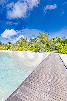 Idyllic tropical beach landscape for background or wallpaper. Design of tourism for summer vacation holiday destination