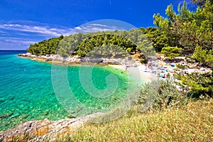 Idyllic turquoise beach in Pula summer view