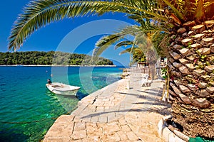 Idyllic turquoise stone beach in Cavtat