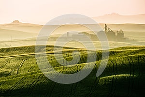 Idyllic view of hilly farmland in Tuscany