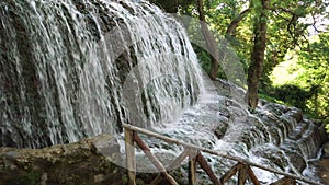 Idyllic waterfall in natural Park Monasterio de Piedra, Zaragoza, Aragon, Spain.