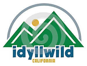 Idyllwild, California T-Shirt Design | Mountain Village Sticker Layout | Retro Winter Getaway Graphic