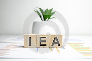 IEA word written on wooden blocks. Stock photo