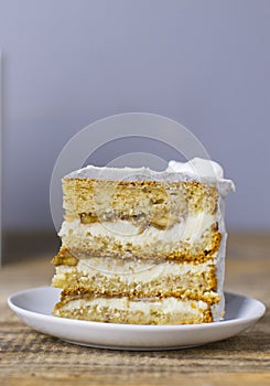 Iece of cake with banana and cheese