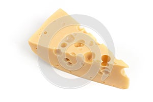 Iece of cheese isolated on white background
