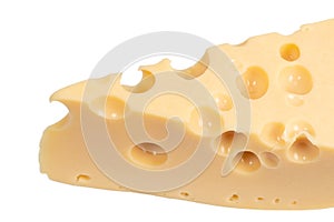 Iece of cheese isolated on white background