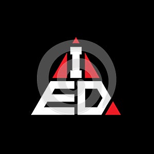 IED triangle letter logo design with triangle shape. IED triangle logo design monogram. IED triangle vector logo template with red