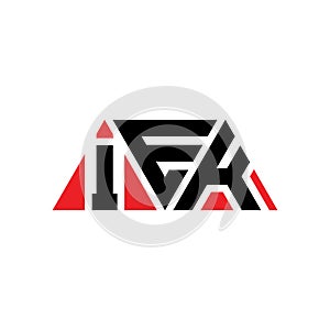 IEK triangle letter logo design with triangle shape. IEK triangle logo design monogram. IEK triangle vector logo template with red