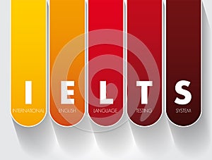 IELTS International English Language Testing System - international standardized test of English language proficiency for non-