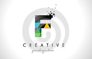 IF I F Letter Logo with Colorful Triangles Texture Design Vector