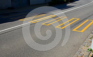 If a pedestrian crossing is closed, a new temporary one must be marked elsewhere. yellow orange lines of traffic signs are used fo