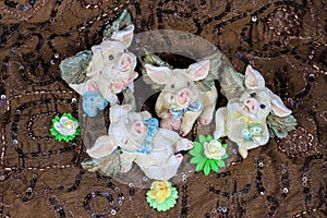 If pigs could fly - happy cute valentine flying pigs lounging around with flowers and hearts