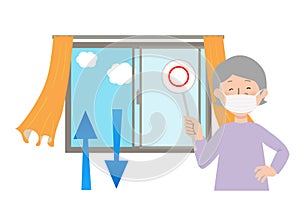 If you have a tag of the circle to ventilate by opening a grandma and a window to the mask curtain swaying vector illustrations