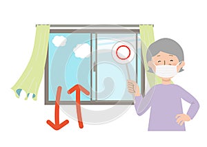 If you have a tag of the circle to ventilate by opening a grandma and a window to the mask curtain swaying vector illustrations