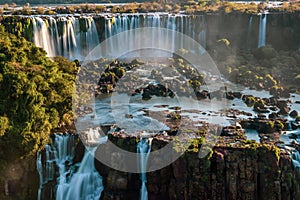 Igauzu Waterfall, Brazil - Colorful Iguazu Waterfall - Cataratas do Iguasu, Brasil UNESCO World Heritage