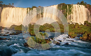 Igauzu Waterfall, Brazil - Colorful Iguazu Waterfall - Cataratas do Iguasu, Brasil UNESCO World Heritage