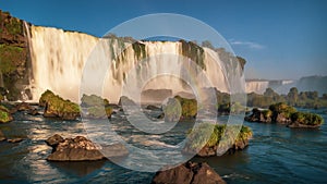 Igauzu Waterfall, Brazil - Colorful Iguazu Waterfall - Cataratas do Iguasu, Brasil UNESCO World Heritage