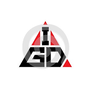 IGD triangle letter logo design with triangle shape. IGD triangle logo design monogram. IGD triangle vector logo template with red