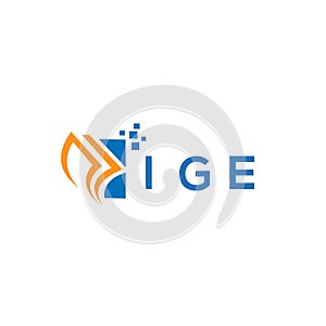 IGE credit repair accounting logo design on white background. IGE creative initials Growth graph letter logo concept. IGE business photo