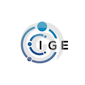 IGE letter technology logo design on white background. IGE creative initials letter IT logo concept. IGE letter design photo