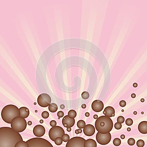 Ight pink background with chocolate bubbles