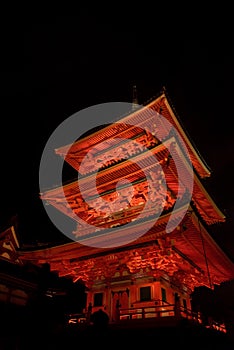 Ight up laser show at kiyomizu dera temple