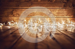 Ights on wooden rustic background