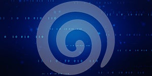 Binary Code Background, flowing number one and zero text in binary code format in technology background. Internet Big data Concept