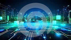 igital technology, internet network connection ,modern computer surfing internet ,futuristic innovative technology background, photo