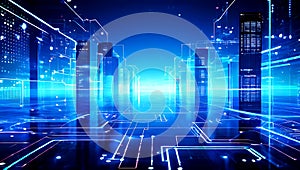 igital technology, internet network connection ,modern computer surfing internet ,futuristic innovative technology background, photo