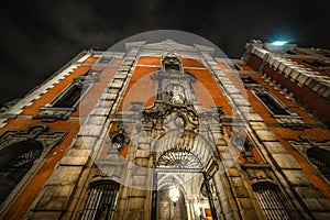 Iglesia de las Calatravas on a clear night in downtown Madrid photo