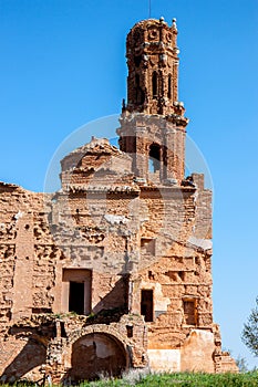 Iglesia de San Agustin ruins of the ancient town of Belchite, Spain photo