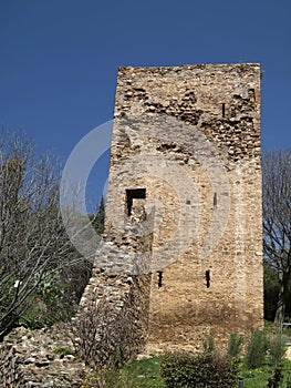 Iglesias with tower of Castello Salvaterra, Sardinia