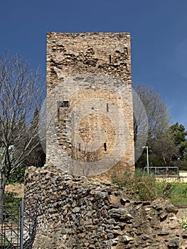 Iglesias with tower of Castle Castello Salvaterra, Sardinia photo