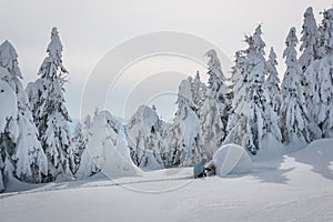 Igloo building in the high mountain