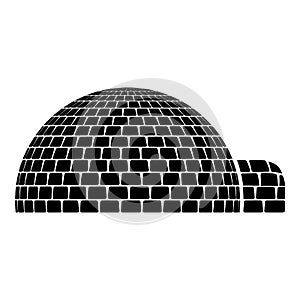 Igloo dwelling with icy cubes blocks Place when live inuits and eskimos Arctic home Dome shape icon black color vector photo