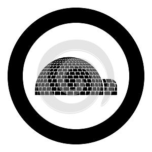 Igloo dwelling with icy cubes blocks Place when live inuits and eskimos Arctic home Dome shape icon in circle round black color photo