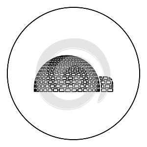 Igloo dwelling with icy cubes blocks Place when live inuits and eskimos Arctic home Dome shape icon in circle round outline black photo