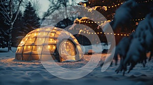 The igloo is equipped with an infrared heated floor ensuring you stay warm and toasty during cold winter nights. 2d flat