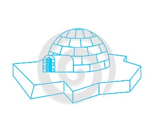 Igloo Eskimos traditional home. House of ice. Vector illustration