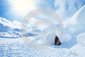 Igloo and high snowdrift