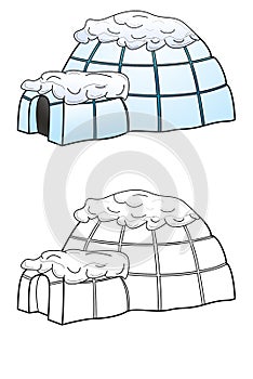 Igloo icehouse isolated on white background