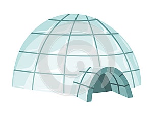 Igloo icon. Cartoon vector icehouse. Winter construction from ice blocks. Eskimo peoples house isolated on white