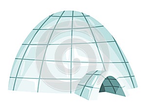 Igloo icon. Cartoon vector icehouse. Winter construction from ice blocks. Eskimo peoples house isolated on white