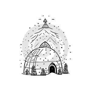 Igloo Icon hand draw black colour winter ice logo symbol perfect