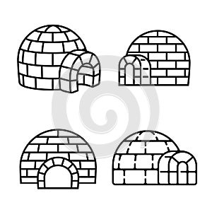 Igloo icon set, outline style